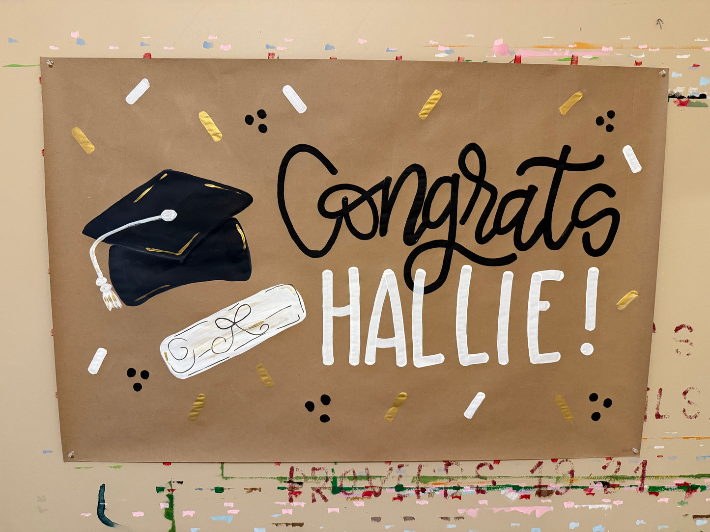 Custom Hand-Painted Graduation Banner | Kraft Paper Party Decor