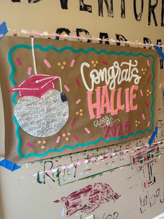 Custom Hand-Painted Graduation Banner | Kraft Paper Party Decor