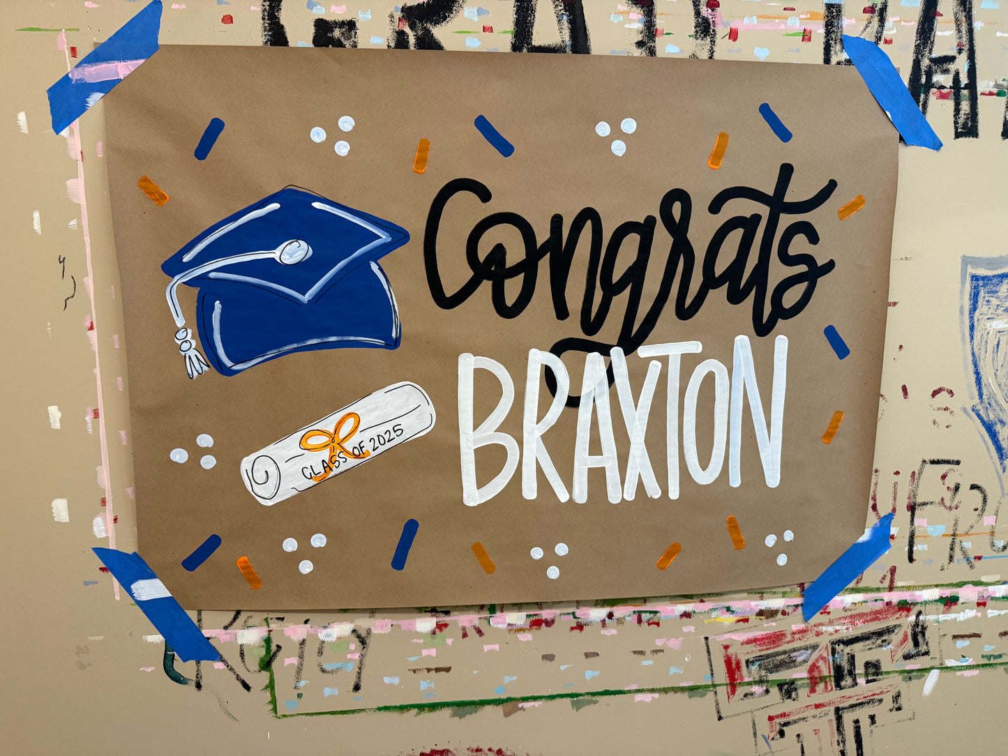 Custom Hand-Painted Graduation Banner | Kraft Paper Party Decor