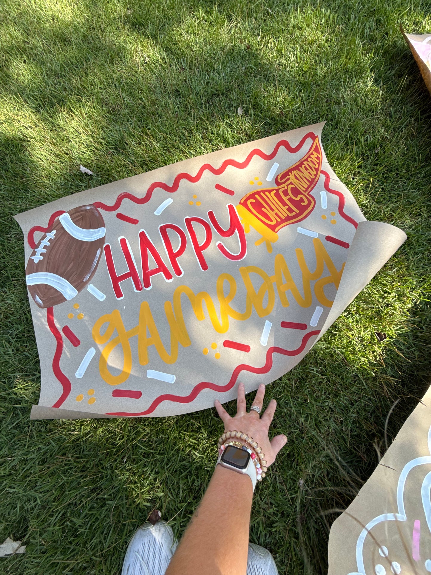 Custom Football Gameday Tailgate Banner – Hand-Painted Kraft Paper, Personalized Colors & Flag
