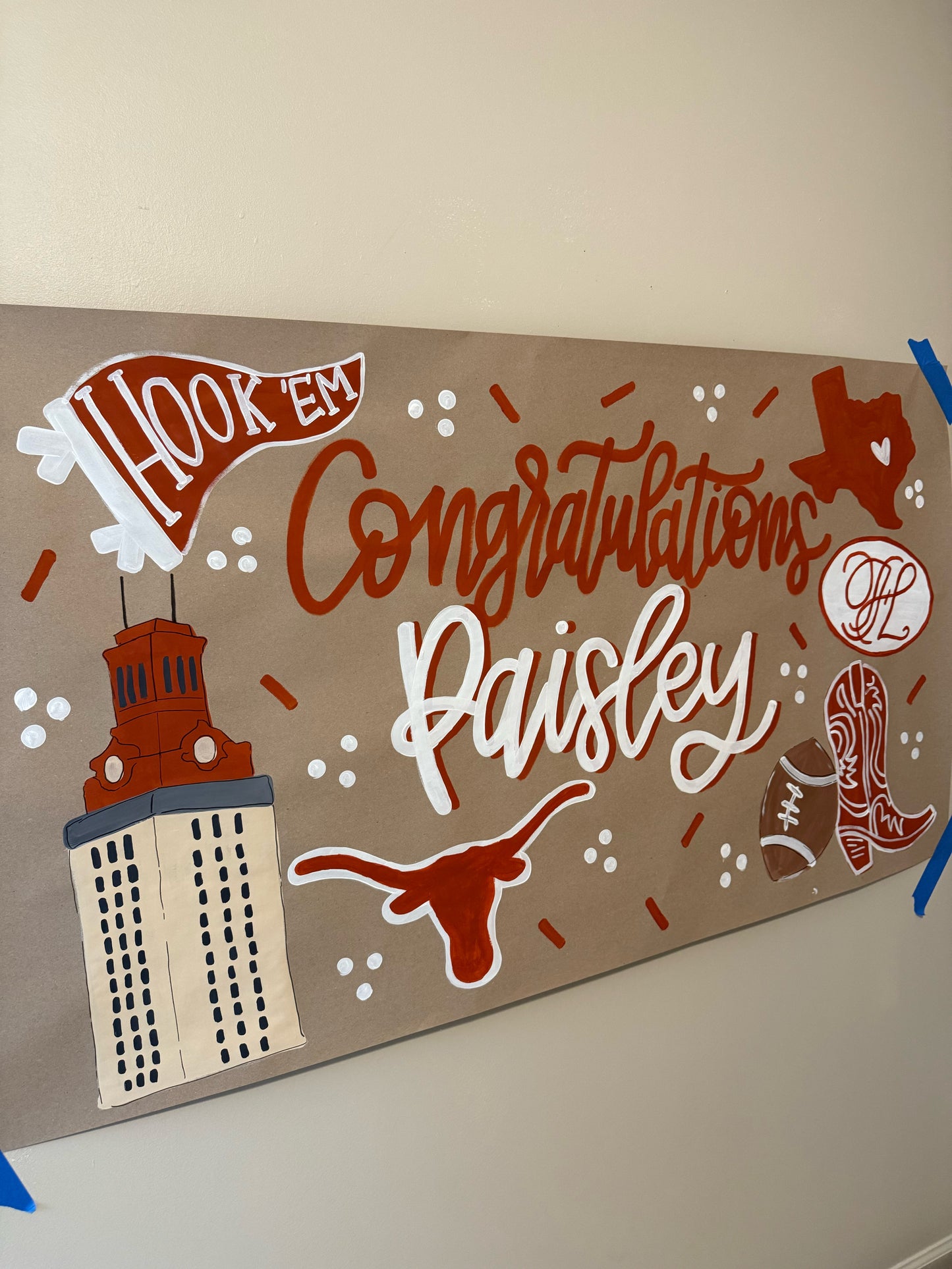 Custom Hand-Painted Graduation Banner | Kraft Paper Party Decor