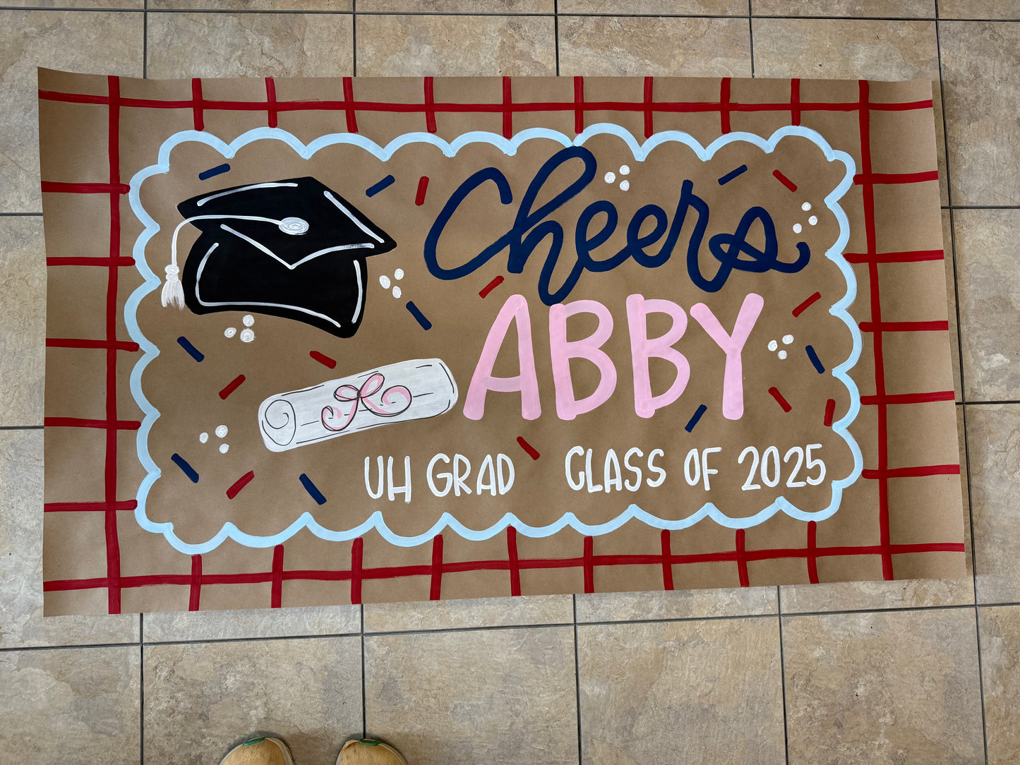 Custom Hand-Painted Graduation Banner | Kraft Paper Party Decor