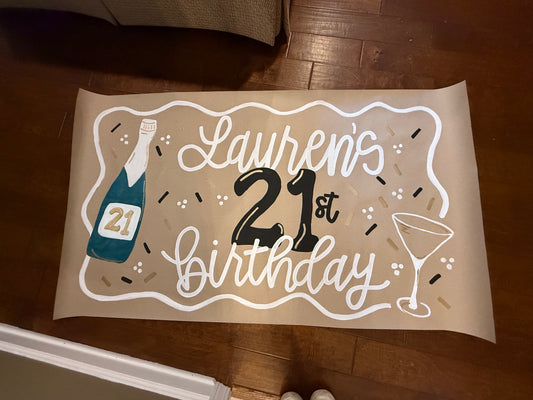 Custom 21st Birthday Banner for Any Theme | Hand-Painted Party Backdrop | Personalized Butcher Paper Banner | Fast Shipping