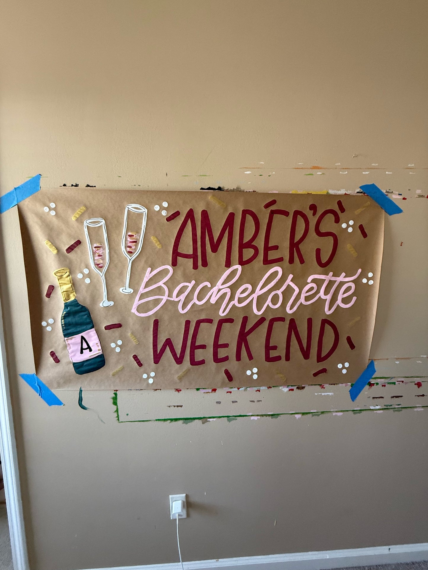 Custom Bachelorette Banner – Hand-Painted Kraft Paper, Personalized