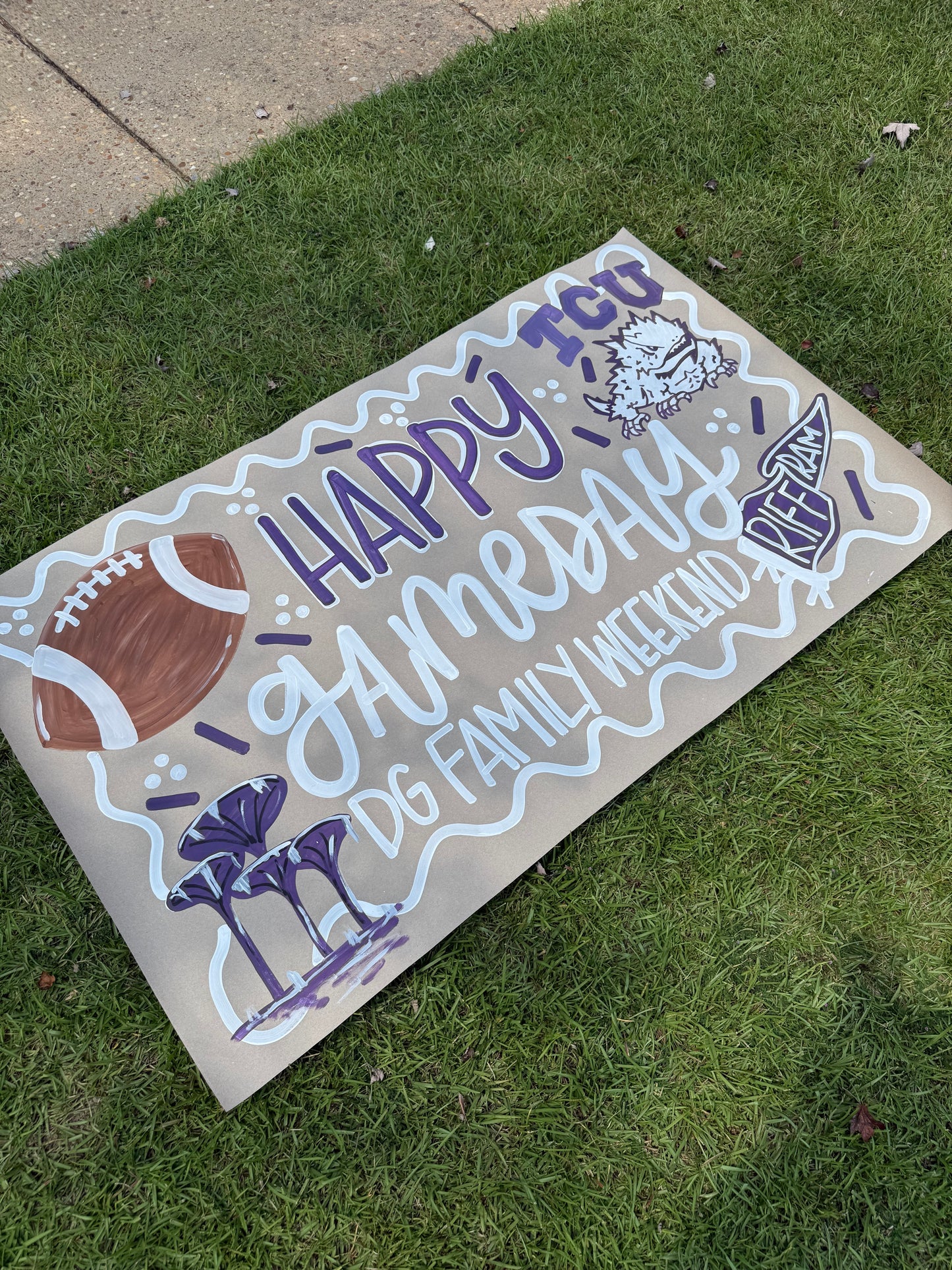 Custom Football Gameday Tailgate Banner – Hand-Painted Kraft Paper, Personalized Colors & Flag