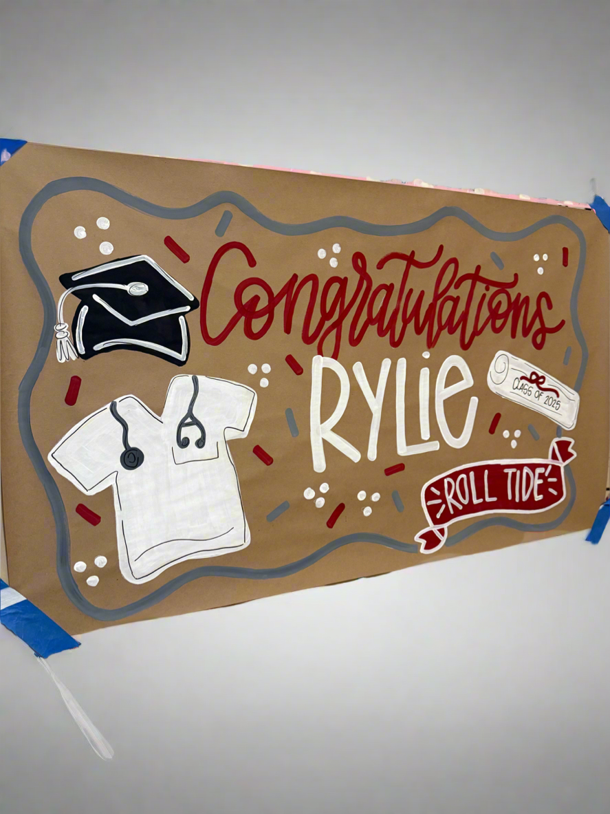 Custom Hand-Painted Graduation Banner | Kraft Paper Party Decor