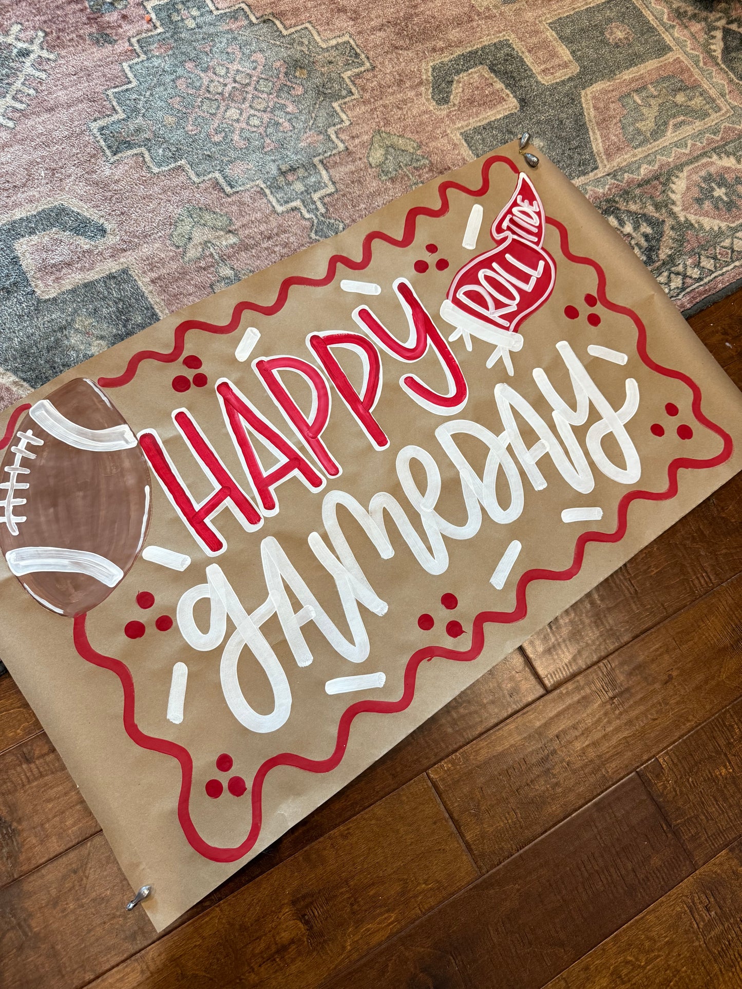 Custom Football Gameday Tailgate Banner – Hand-Painted Kraft Paper, Personalized Colors & Flag