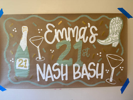Custom 21st Birthday Banner for Any Theme | Hand-Painted Party Backdrop | Personalized Butcher Paper Banner | Fast Shipping